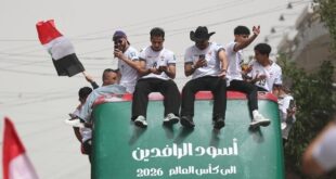 صور من احتفالات المنتخب الوطني العراقي في شوارع بغداد